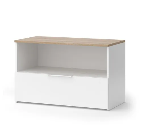 Vicco Highboard Wido, Weiß/Sonoma - Vielseitiges Möbelstück - Highboard mit 1 geschlossenem Fach, ideal für Wohnzimmer oder Flur. Bietet großzügigen Stauraum und ein zeitloses Design, das Ordnung und Stil vereint.