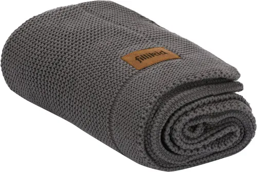 Fillikid Babydecke Strick 80x100 cm in Grau - Babydecke aus 100% Baumwolle, maschinenwaschbar bei 40°C, ideal für gemütliche Stunden und sanfte Hautpflege.