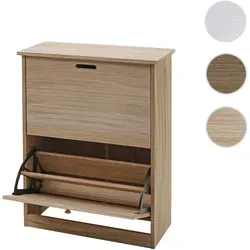 Schuhkipper HWC-K45 - Praktischer Schuhschrank mit 2 Klappen - Schuhschrank für 2-3 Paar Schuhe pro Fach, platzsparend und aus nachhaltigem Paulownia-Holz gefertigt. Ideal für Flure und Schlafzimmer.