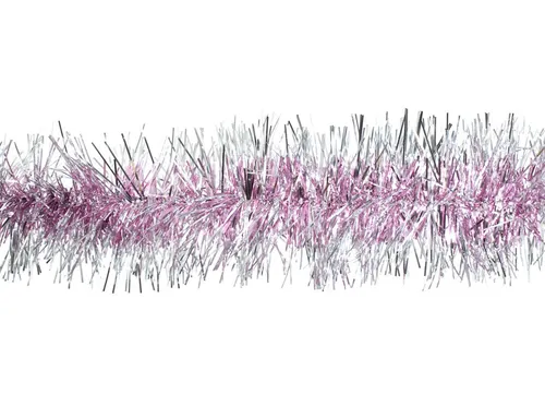 Creativery Girlanden, Weihnachtsgirlande Lametta 9cm x 3m hellrosa / silber