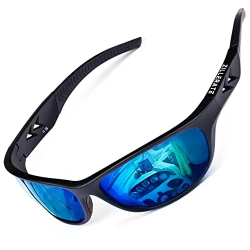 Sonnenbrille Herren Polarisiert Sport Brille - UV400 Schutz und leichter TR90-Rahmen - Sportbrillen für Damen und Herren mit polarisierten TAC-Linsen, die grelles Licht filtern und 100% UV-Schutz bieten. Ideal für alle Sportarten und Freizeitaktivitäten.