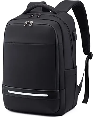 VODLBOV Laptop Rucksack, 17 Zoll Wasserdicht Schulrucksack Laptoptasche mit USB Ladeanschluss, Anti-Diebstahl Backpack für Herren Damen Business Arbeit Reisen College, Schwarz