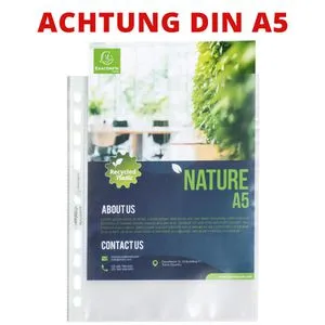 Exacompta Prospekthüllen 51100E, A5, genarbt, 0,06 mm, oben offen, Recycling, 50 Stück