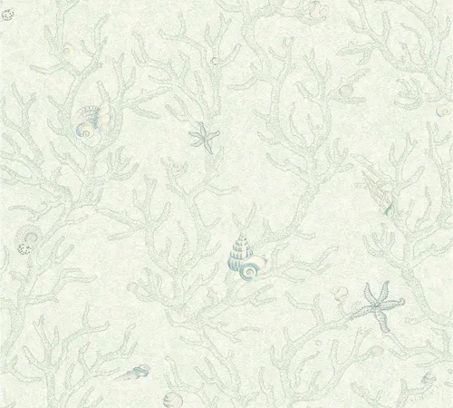 Versace Home Tapete Korallen Muscheln - Modernes Design in Grün Weiß - Tapeten für Ihr Zuhause mit einem strukturierten, modernen Korallen-Muster. Ideal für jeden Raum und sorgt für ein stilvolles Ambiente.