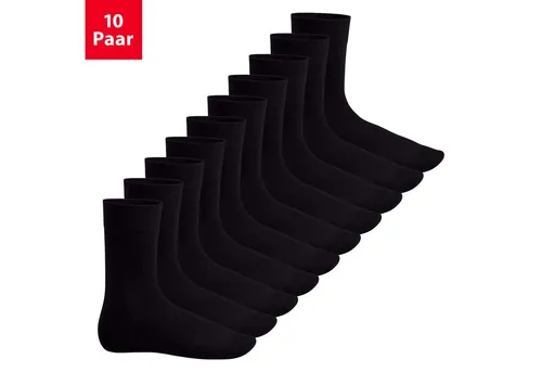 Footstar EVERYDAY! 10 PAAR Damen Herren Socken - Schwarz 35-38 - Unisex Baumwollsocken im 10er Pack, ideal für Alltag und Büro. Atmungsaktiv und mit venenfreundlichem Komfortbund für höchsten Tragekomfort. OEKO-TEX geprüft, faire Produktion und kostenloser Ersatz bei Defekten.