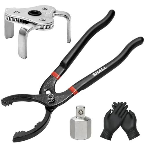 Shall Ölfilterschlüssel-Set, 12-Zoll-Ölfilterzange, 3-Backen-Werkzeug zum Entfernen des verstellbaren Ölfilterschlüssels, 1/2-Zoll-Innengewinde auf 3/8-Zoll-Außengewinde