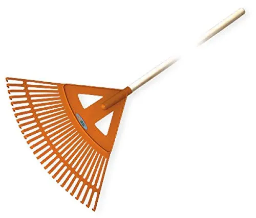 Bradas KT-CX27W Fächerbesen mit 27 Zinken und Holzstiel, Orange