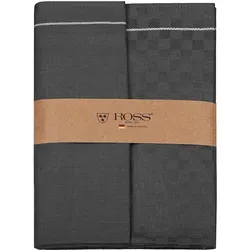 Ross Halbleinen Geschirrtuch Set - 4 Stück Anthrazit - Küchentuch Set aus 4 Halbleinen-Geschirrtüchern (50 × 70 cm), besonders saugfähig und pflegeleicht, ideal für die moderne Küche.