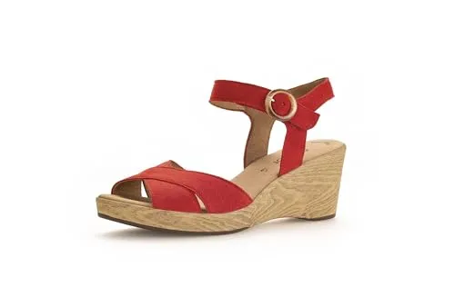 Gabor Damen Keilsandalen, Frauen Sandalen,Best Fitting,Sommerschuhe,Freizeitschuhe,offene Schuhe,Strandschuhe,Keilabsatz,Flame,42 EU / 8 UK