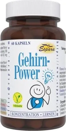 Gehirn Power Kapseln 30.3 g - Hirnleistung & Nerven, unterstützt Gedächtnis, Lernfähigkeit und Konzentration mit Phosphatidylserin und Phosphatidylcholin für optimale Gehirnversorgung.