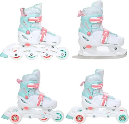 CROXER 4in1 Inline Skates Triskates Rollschuhe Schlittschuhe Inliner für Kinder Mädchen Jungen verstellbar (Nollan, 26-29 (16,5cm-18cm))