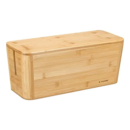 Navaris Bambus Kabelbox mit Deckel