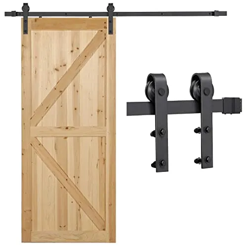 Yaheetech 200cm Schiebetürsystem Set - Türsicherungen mit hochwertigem, pulverbeschichtetem Metall für eine Tragfähigkeit von bis zu 100 kg. Die vorgebohrten Schienen und Türstopper sorgen für eine einfache Montage und sicheren Betrieb.