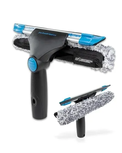 Vero Shine Fensterwischer und Fensterabzieher (350mm), Profi Fensterputzer Set für Waschen und Trocknen in einem, Fensterreiniger Set Profi