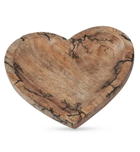 formano Dekoobjekt Herzschale 509734, 26 cm – Dekoschale aus Mangoholz in Herzform, Natürliche Tischdeko & Geschenkidee mit rustikalem Charme