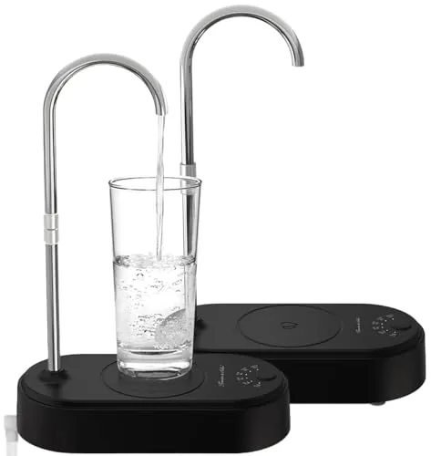 Rosenstein & Söhne Wasserkanister-Pumpe 2er-Set - Kühler & Wasserspender für Trinkwasser mit 6 einstellbaren Mengen und höhenverstellbarem Auslass – ideal für Picknick und Camping!