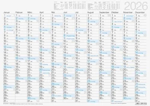 BRUNNEN Tafelkalender '26 | A3 quer von BRUNNEN