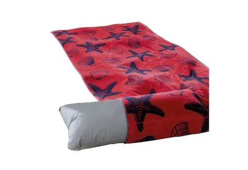Delindo Lifestyle Frottee Strandtuch mit Kopfkissen in rot von Delindo Lifestyle