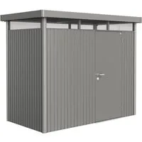 Biohort Gerätehaus HighLine H1 - Quarzgrau - Gartenhäuser: Stilvolles, wartungsfreies Metallgerätehaus mit umfangreicher Grundausstattung und hoher Stabilität, ideal zum Schutz Ihrer Gartengeräte.
