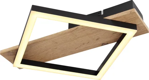 GLOBO 67294D BEATRIX Deckenleuchte - Moderne Deckenleuchte aus schwarzem Metall und MDF-Holzoptik, inkl. energiesparendem LED-Licht (12W, 600lm). Ideal für eine stilvolle und angenehme Raumbeleuchtung.