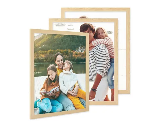 PHOTOLINI Bilderrahmen 3er Set breite Rahmen, extra Zubehör, (3er Set), im modernen Stil für Ihre stilvolle Wanddekoration