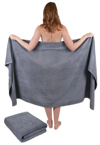 Betz Badetücher XXL 2 Stück Set - 100% Baumwolle, anthrazit - Badetücher Set mit 2 großen XXL Badetüchern in anthrazit, aus 100% Baumwolle, flauschig weich und bei 60°C waschbar. Ideal für Sauna und Strand, Größe 100x200 cm.