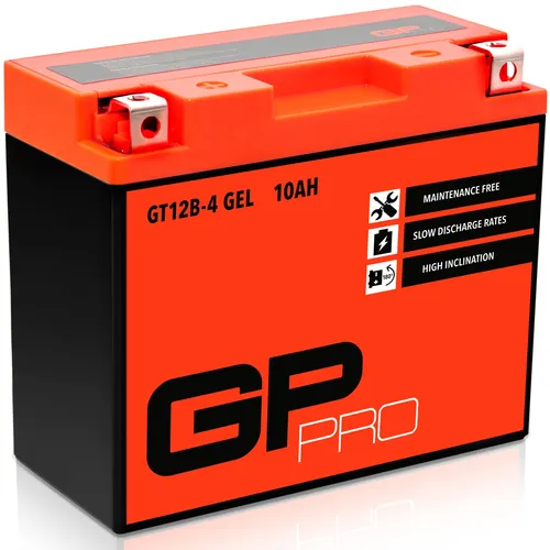 GP-PRO Gel-Batterie 12V 10Ah GT12B-4 - KFZ-Batterien - Wartungsfreie Gel-Batterie mit hoher Langlebigkeit und maximaler Leistungsfähigkeit, ideal für Motorräder und Roller.