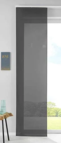 1er Set Schiebegardine Flächenvorhang Vorhang Gardine Voile HxB 245x60 cm Schwarz Komplett mit Paneelwagen Beschwerungsstange, 85589N