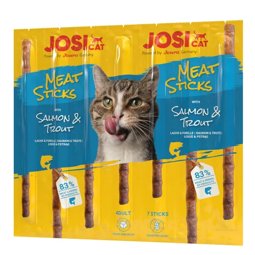 JosiCat Meat Sticks Salmon & Trout Kausnacks für Katzen | 20 x 7 Stück a 35 g
