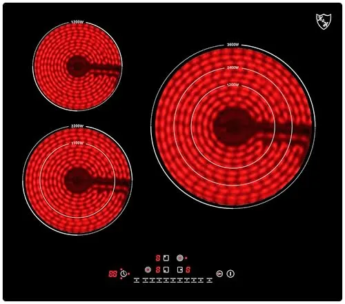 K&H Glaskeramikkochfeld NC-6605 [3 ZONEN] - Herdplatte 3 Kochfelder - Kochfeld 3 Platten Autark - Kochplatten 3er - Starkstrom-Anschluss - Kein Stecker Enthalten - 59CM 7000 Watt - 9 Leistungsstufen
