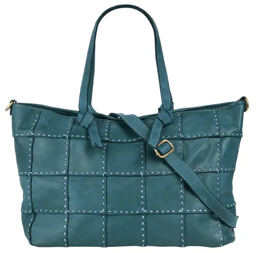 Samantha Look Shopper aus echtem Leder, Made in Italy - Blau - Elegante Handtasche aus hochwertigem, leicht glänzendem Leder mit praktischem Handyfach und abnehmbarem Schulterriemen. Ideal für stilvolle Anlässe und den Alltag.