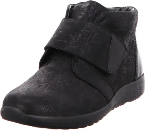 Waldläufer Komfort Stiefeletten MN-Ira Damen - Schwarz - 37,5 - Wanderschuhe mit warm gefüttertem Lederdesign und Klettverschluss für einfachen Einstieg. Ideal für kalte Tage und vielseitige Outfits, versprechen diese Stiefeletten hohen Komfort und Trittsicherheit.