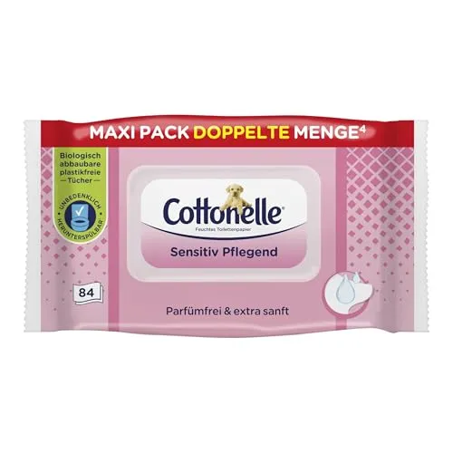 Cottonelle feuchtes Toilettenpapier, Sensitive Pflegend, 1 x 84 Toilettentücher