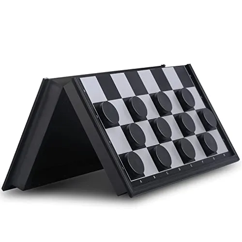 OkidSTEM Magnetisches Reise-Checkers Brettspiel-Set mit Klappbrett, Lernspielzeug für Kinder und Erwachsene