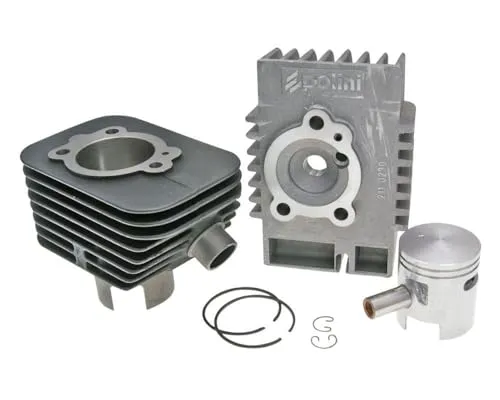 Polini Racing Zylinder 65cc für Vespa Bravo, Citta, Ciao - Zylinder für Reitsport, leistungsstarker 65cc Gusseisen-Zylinder mit großem Luftstrom für optimierte Geschwindigkeit und Leistung auf Vespa-Modellen.