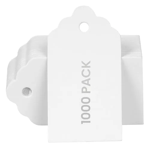 Belle Vous 1000er Pack Geschenkanhänger Weiß Anhänger Kraftpapier - 4,5 x 2,5 cm - Rechteckige Anhänger Papier Kärtchen zum Beschriften für Geschenke, Weihnachten, Hochzeit & Preisschilder Anhänger