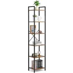 VEVOR Rustikales Bücherregal mit 6 Ebenen - Regale für offene Lagerung, robustes Metalldesign, verstellbare Fußpolster für Stabilität und einfache Montage – ideal für jedes Zuhause oder Büro.