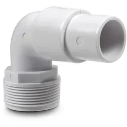 90° Winkeldruckschlauchtülle weiß AG 11/2 Zoll x 38/32 mm