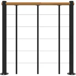 Minka Brüstungsgeländer mit Untergurten und Holz-Handlauf Eiche Schwarz