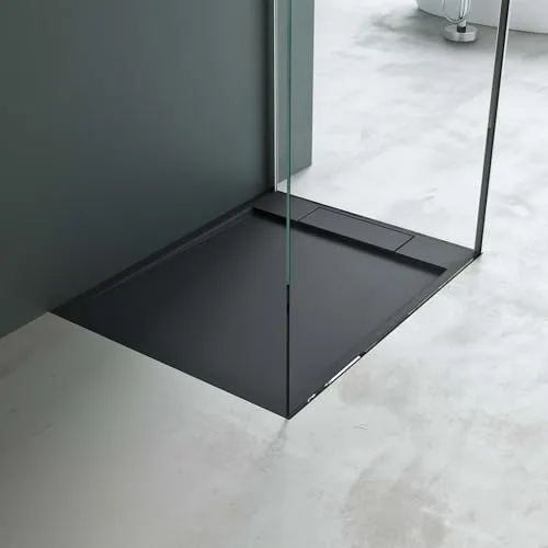Mai & Mai Duschwanne Duschtasse aus Mineralguss 75x90cm - Duschkabinen & -wände: Robuste, pflegeleichte Mineralgusswanne in Anthrazit Matt mit integriertem Gefälle für schnelles Abfließen des Wassers und ebenerdige Montage.