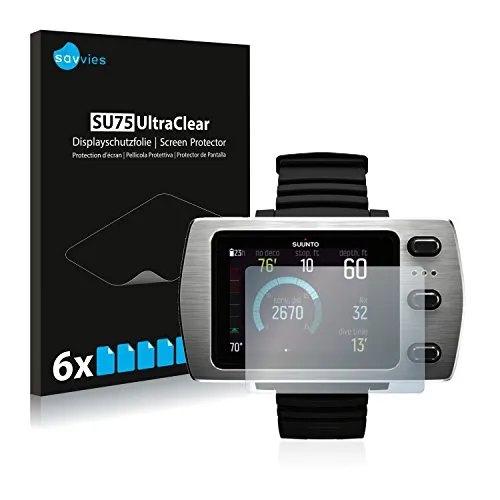 Savvies 6 Stück Schutzfolie für Suunto Eon Steel Displayschutz-Folie Ultra-Transparent