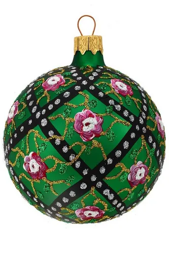 Hamburger Weihnachtskontor Weihnachtsbaumkugel Christbaumkugel Rosen-Spalier, Dekohänger - mundgeblasen - handdekoriert