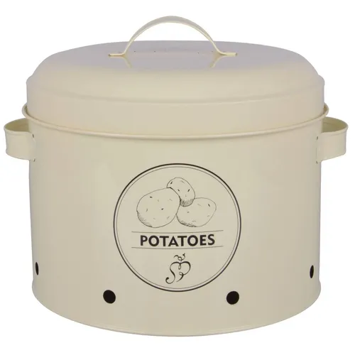 Esschert Design Vorratsdose Kartoffeln aus Metall - Glasbehälter & Töpfe mit Belüftungslöchern für optimale Lagerung von Kartoffeln, praktisch und einfach in der Anwendung.