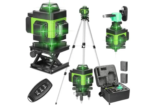 GARRYFIZH Laserwasserwaage 4D mit 16 Linien und Stativ - Präzises 4D-Nivelliergerät mit 16 Linien für exakte Absteckungen und Kalibrierungen. Inklusive stabiler Stativverlängerung für vielseitigen Einsatz im Innenbereich.