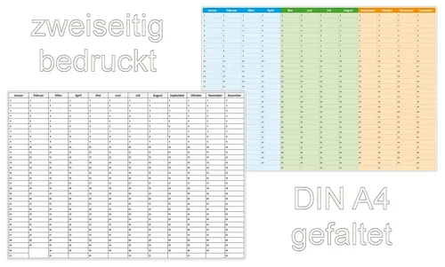 Stück Geburtstagskalender immerwährend ewiger Dauerkalender DIN A4 gefaltet 4