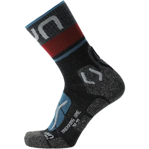Uyn MAN Trekking One Merino Socks anthracite/blue (G036) 42/44 - Trekking- und Wandersocken für Herren mit innovativer ZEROCUFF-Technologie für optimalen Komfort und verbesserte Blutzirkulation, ideal für lange Touren.