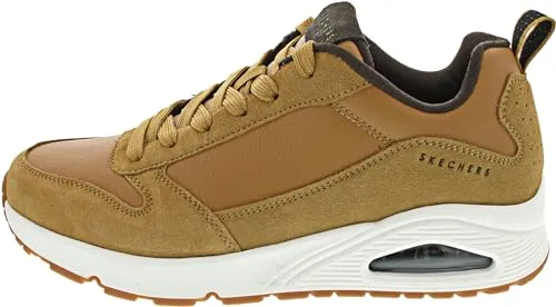 Skechers Herren Uno Stacre Sneakers, Whiskey Leather Pu Trim, 45 EU - Herren-Sneaker mit glattem Leder und stylischem Design, ideal für Komfort und lässige Outfits.