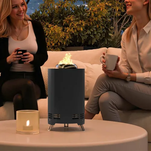 Edelstahl Feuerschale mit Schürhaken