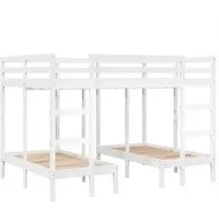 Produktbild vidaXL Dreifach-Etagenbett Weiß 140x200/70x140 cm aus massivem Kiefernholz