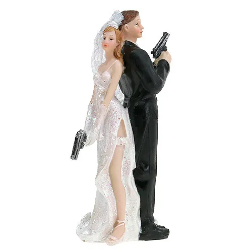 Tortenfigur Brautpaar Agenten Hochzeit Deko 15,5cm